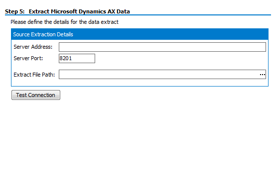  Repository Wizard – Step 5 –Dynamics Connection details